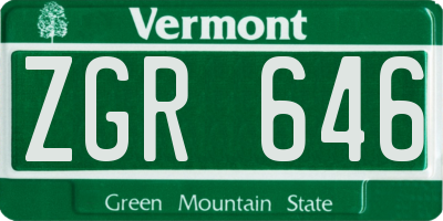 VT license plate ZGR646