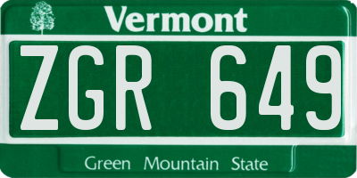 VT license plate ZGR649