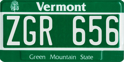 VT license plate ZGR656