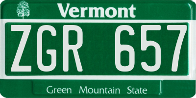 VT license plate ZGR657