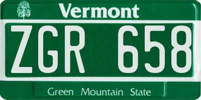 VT license plate ZGR658
