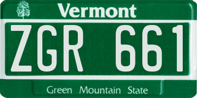 VT license plate ZGR661