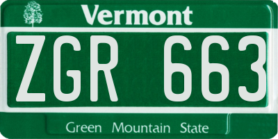 VT license plate ZGR663