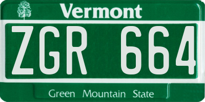 VT license plate ZGR664