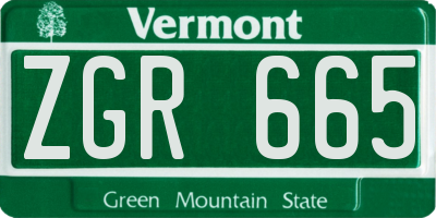 VT license plate ZGR665