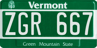 VT license plate ZGR667