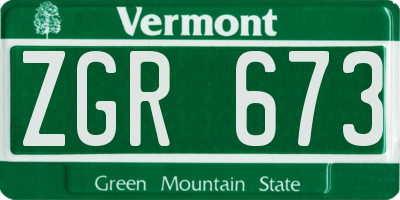VT license plate ZGR673