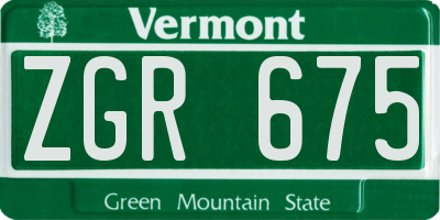 VT license plate ZGR675