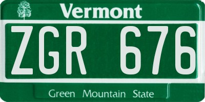 VT license plate ZGR676