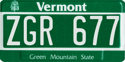 VT license plate ZGR677