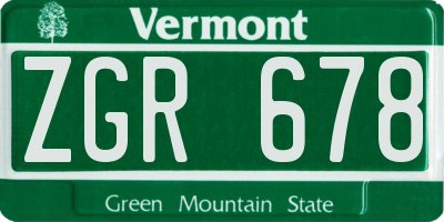 VT license plate ZGR678