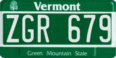 VT license plate ZGR679