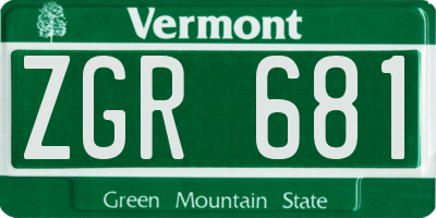 VT license plate ZGR681