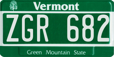 VT license plate ZGR682