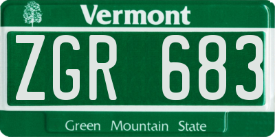 VT license plate ZGR683