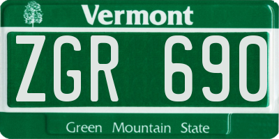 VT license plate ZGR690