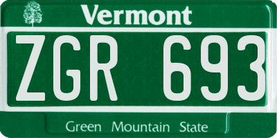 VT license plate ZGR693
