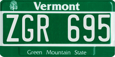 VT license plate ZGR695