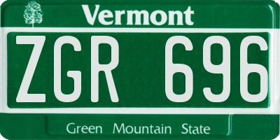 VT license plate ZGR696