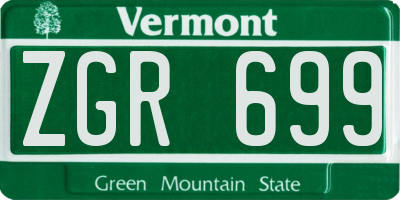 VT license plate ZGR699