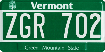 VT license plate ZGR702