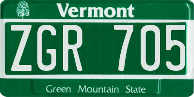 VT license plate ZGR705