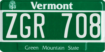 VT license plate ZGR708
