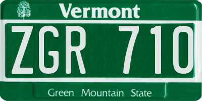 VT license plate ZGR710