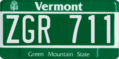 VT license plate ZGR711