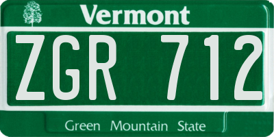 VT license plate ZGR712