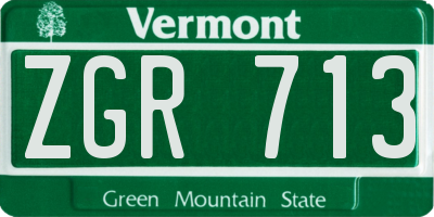 VT license plate ZGR713