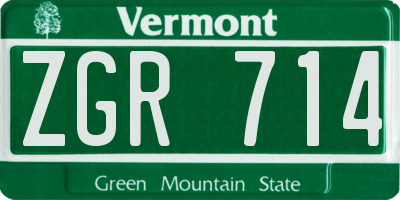 VT license plate ZGR714