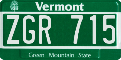 VT license plate ZGR715