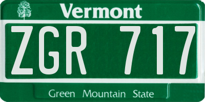 VT license plate ZGR717