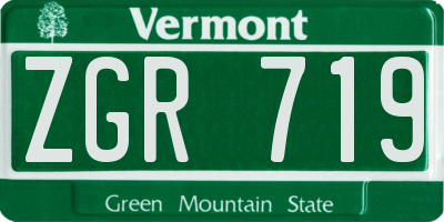 VT license plate ZGR719