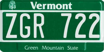 VT license plate ZGR722