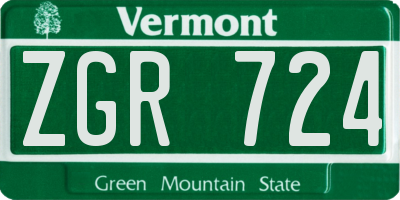 VT license plate ZGR724