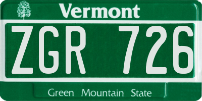 VT license plate ZGR726