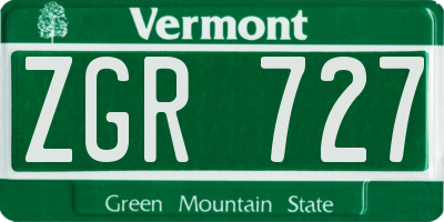 VT license plate ZGR727