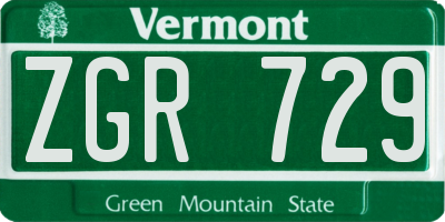 VT license plate ZGR729