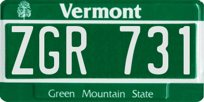 VT license plate ZGR731