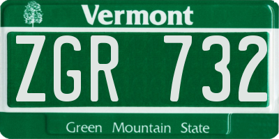 VT license plate ZGR732
