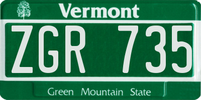 VT license plate ZGR735