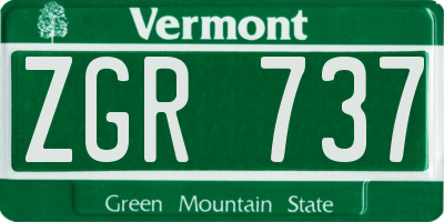 VT license plate ZGR737