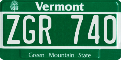 VT license plate ZGR740