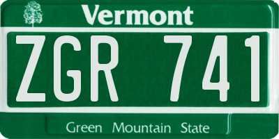 VT license plate ZGR741