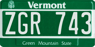 VT license plate ZGR743