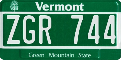 VT license plate ZGR744