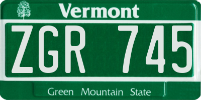 VT license plate ZGR745