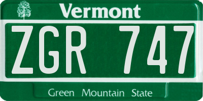VT license plate ZGR747